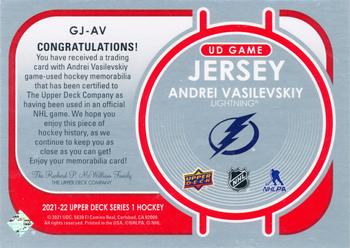 2021-22 Upper Deck - UD Game Jersey #GJ-AV Andrei Vasilevskiy Back