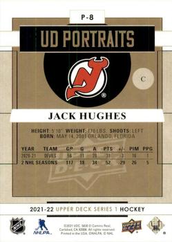 2021-22 Upper Deck - UD Portraits #P-8 Jack Hughes Back