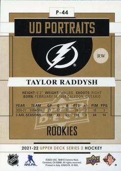 2021-22 Upper Deck - UD Portraits #P-44 Taylor Raddysh Back