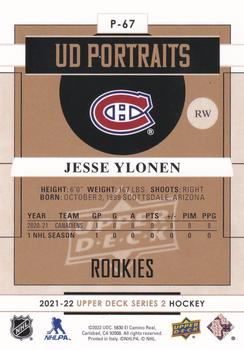 2021-22 Upper Deck - UD Portraits #P-67 Jesse Ylonen Back