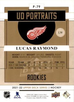 2021-22 Upper Deck - UD Portraits #P-79 Lucas Raymond Back