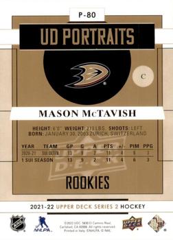 2021-22 Upper Deck - UD Portraits #P-80 Mason McTavish Back