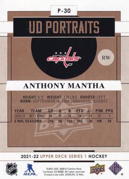 2021-22 Upper Deck - UD Portraits Black & White #P-30 Anthony Mantha Back