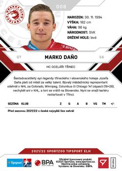 2021-22 SportZoo Tipsport ELH #008 Marko Dano Back