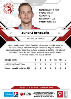 2021-22 SportZoo Tipsport ELH #015 Andrej Nestrasil Back