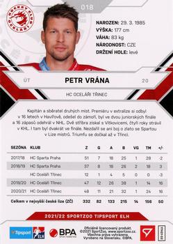 2021-22 SportZoo Tipsport ELH #018 Petr Vrana Back