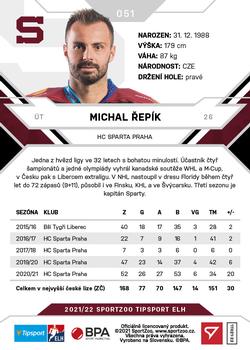 2021-22 SportZoo Tipsport ELH #051 Michal Repik Back