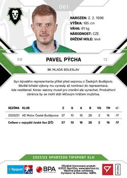 2021-22 SportZoo Tipsport ELH #061 Pavel Pycha Back