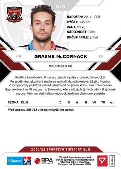 2021-22 SportZoo Tipsport ELH #075 Graeme McCormack Back
