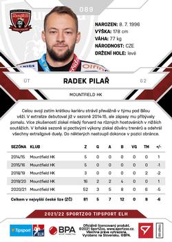 2021-22 SportZoo Tipsport ELH #089 Radek Pilar Back