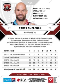 2021-22 SportZoo Tipsport ELH #090 Radek Smolenak Back