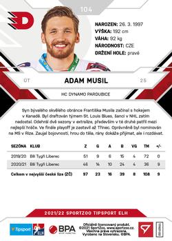 2021-22 SportZoo Tipsport ELH #104 Adam Musil Back