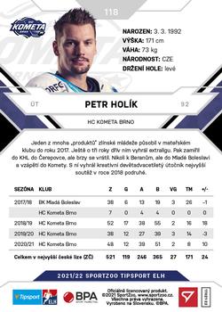 2021-22 SportZoo Tipsport ELH #118 Petr Holik Back
