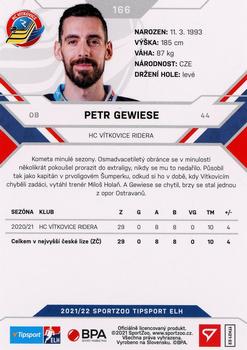 2021-22 SportZoo Tipsport ELH #166 Petr Gewiese Back