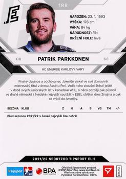 2021-22 SportZoo Tipsport ELH #186 Patrik Parkkonen Back