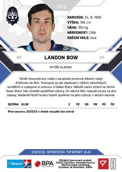 2021-22 SportZoo Tipsport ELH #253 Landon Bow Back