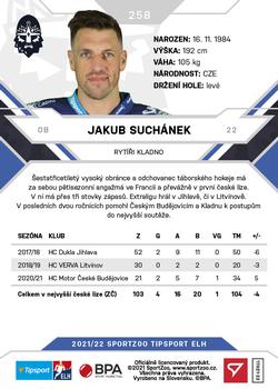 2021-22 SportZoo Tipsport ELH #258 Jakub Suchanek Back