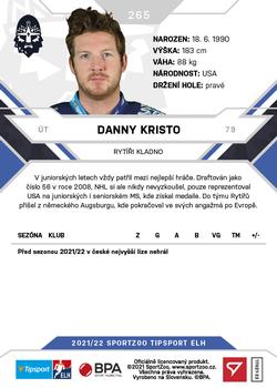 2021-22 SportZoo Tipsport ELH #265 Danny Kristo Back
