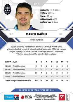 2021-22 SportZoo Tipsport ELH #269 Marek Racuk Back
