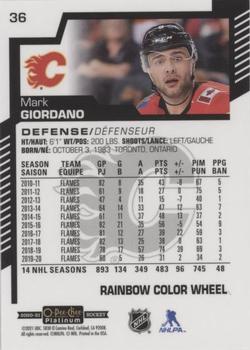 2020-21 O-Pee-Chee Platinum - Rainbow Color Wheel #36 Mark Giordano Back