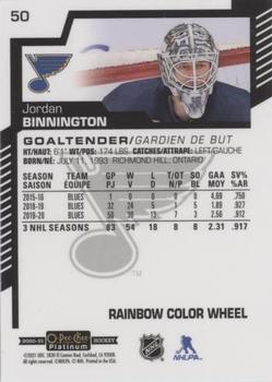 2020-21 O-Pee-Chee Platinum - Rainbow Color Wheel #50 Jordan Binnington Back