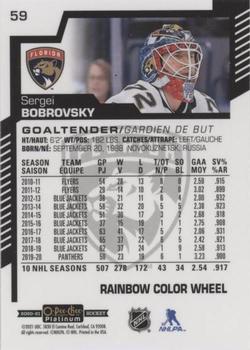 2020-21 O-Pee-Chee Platinum - Rainbow Color Wheel #59 Sergei Bobrovsky Back