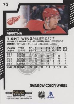 2020-21 O-Pee-Chee Platinum - Rainbow Color Wheel #73 Anthony Mantha Back
