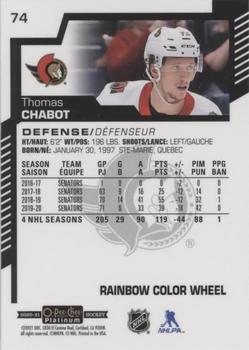 2020-21 O-Pee-Chee Platinum - Rainbow Color Wheel #74 Thomas Chabot Back