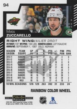 2020-21 O-Pee-Chee Platinum - Rainbow Color Wheel #94 Mats Zuccarello Back