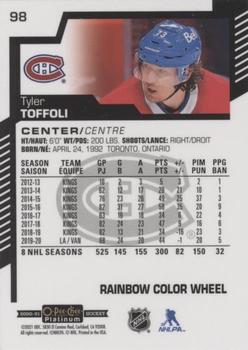 2020-21 O-Pee-Chee Platinum - Rainbow Color Wheel #98 Tyler Toffoli Back