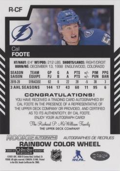 2020-21 O-Pee-Chee Platinum - Rookie Autographs Rainbow Color Wheel #R-CF Cal Foote Back