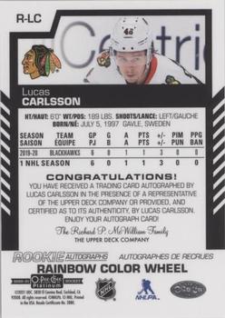 2020-21 O-Pee-Chee Platinum - Rookie Autographs Rainbow Color Wheel #R-LC Lucas Carlsson Back
