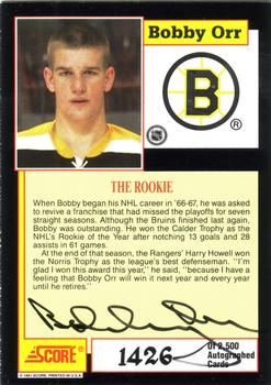1991-92 Score American - Bobby Orr Autograph: The Rookie #NNO Bobby Orr Back