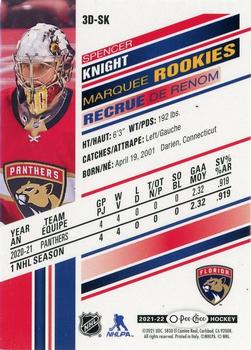 2021-22 O-Pee-Chee - 3-D Marquee Rookies #3D-SK Spencer Knight Back