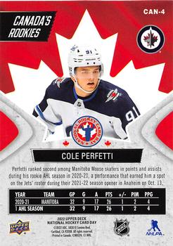2022 Upper Deck National Hockey Card Day Canada #CAN-4 Cole Perfetti Back