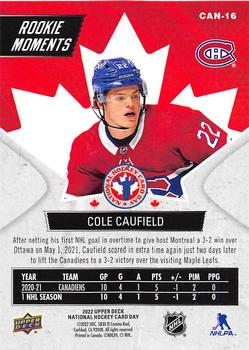 2022 Upper Deck National Hockey Card Day Canada #CAN-16 Cole Caufield Back
