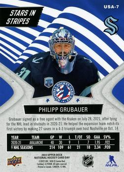 2022 Upper Deck National Hockey Card Day USA #USA-7 Philipp Grubauer Back
