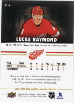 2022 Upper Deck National Hockey Card Day USA - Victory Black Rookies #V-14 Lucas Raymond Back