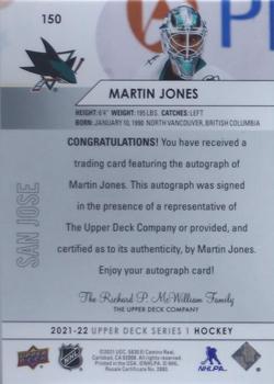 2021-22 Upper Deck - Snow Spray Autographs #150 Martin Jones Back