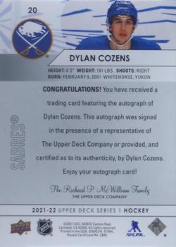 2021-22 Upper Deck - Snow Spray Autographs #20 Dylan Cozens Back