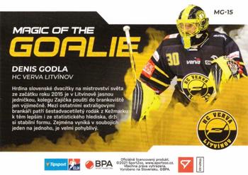 2021-22 SportZoo Tipsport ELH - Magic of the Goalie #MG-15 Denis Godla Back