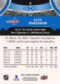 2021-22 Upper Deck MVP - Blue #8 Alex Ovechkin Back