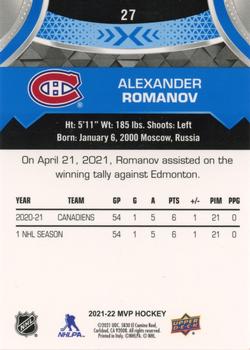 2021-22 Upper Deck MVP - Blue #27 Alexander Romanov Back
