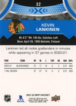 2021-22 Upper Deck MVP - Blue #32 Kevin Lankinen Back