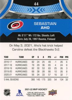 2021-22 Upper Deck MVP - Blue #44 Sebastian Aho Back
