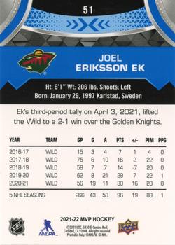 2021-22 Upper Deck MVP - Blue #51 Joel Eriksson Ek Back