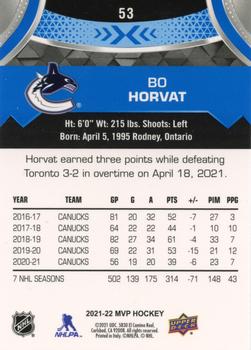 2021-22 Upper Deck MVP - Blue #53 Bo Horvat Back