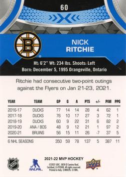 2021-22 Upper Deck MVP - Blue #60 Nick Ritchie Back