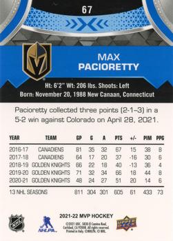2021-22 Upper Deck MVP - Blue #67 Max Pacioretty Back