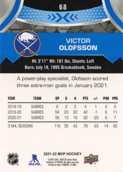 2021-22 Upper Deck MVP - Blue #68 Victor Olofsson Back